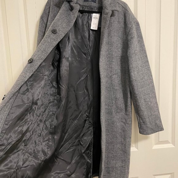 NWT Abercrombie Men's Relaxed Wool-Blend Mac Coat - Picture 4 of 7